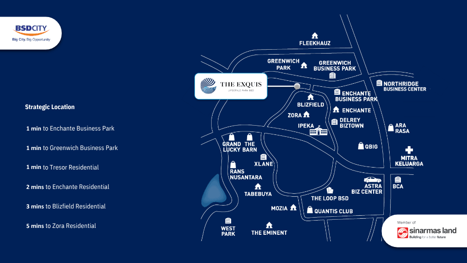 Lokasi-Ruko The Exquis-BSD City-Tangerang-Ruko terbaik di Tangerang-Ruko paling strategis di Serpong Tangerang