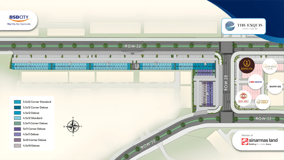 Siteplan-Ruko The Exquis-BSD City-Tangerang-Ruko terbaik di Tangerang-Ruko paling strategis di Serpong Tangerang