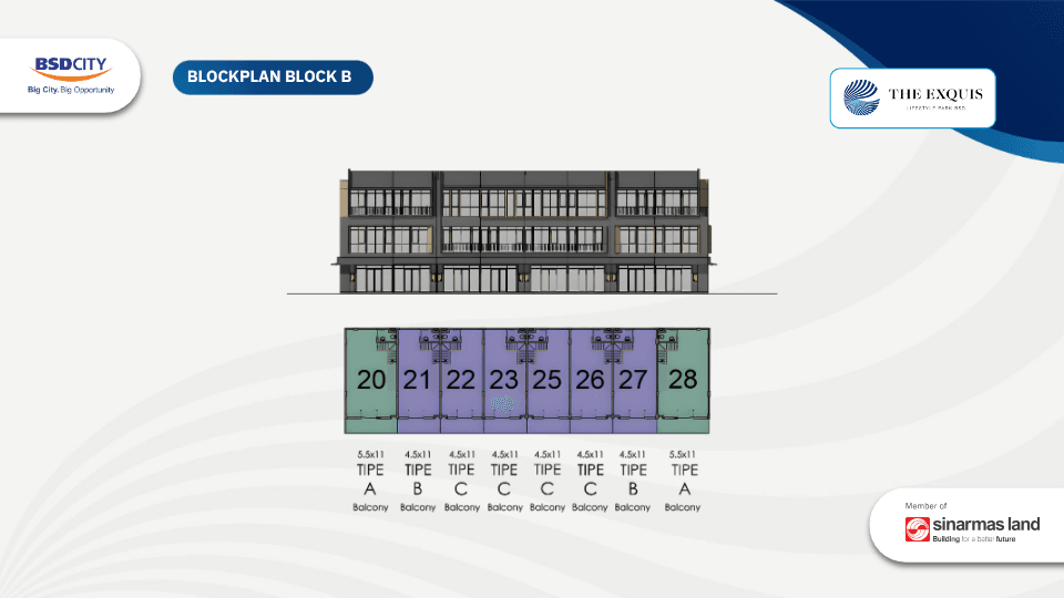 Blockplan B-Ruko The Exquis-BSD City-Tangerang-Ruko terbaik di Tangerang-Ruko paling strategis di Serpong Tangerang