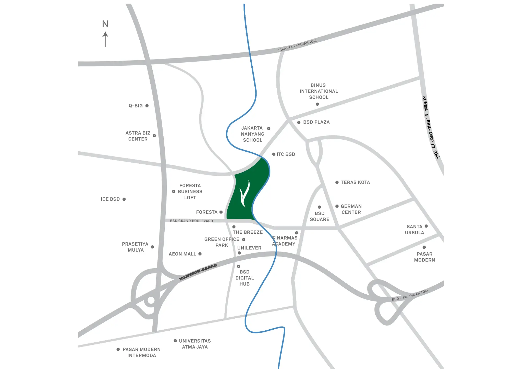 BSD City-NavaPark-Botanic Villa-Map Lokasi