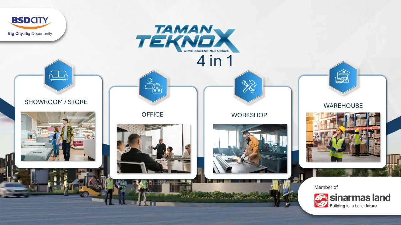 Taman Tekno X-BSD City-Tangerang-kawasan pergudangan-gudang industri-showroom